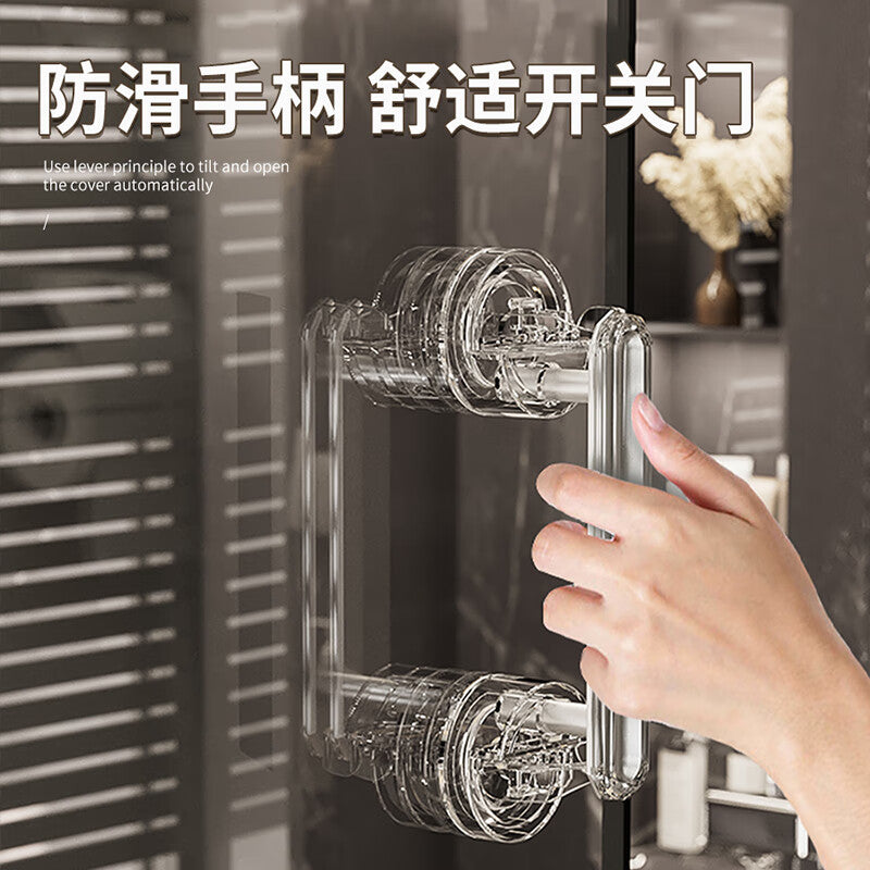 Wenxidi Glass Door Handle Suction Cup Door Handle Sliding Door No-Drill Self-Closing Bathroom Window Suction Cup Handle Transparent Gray