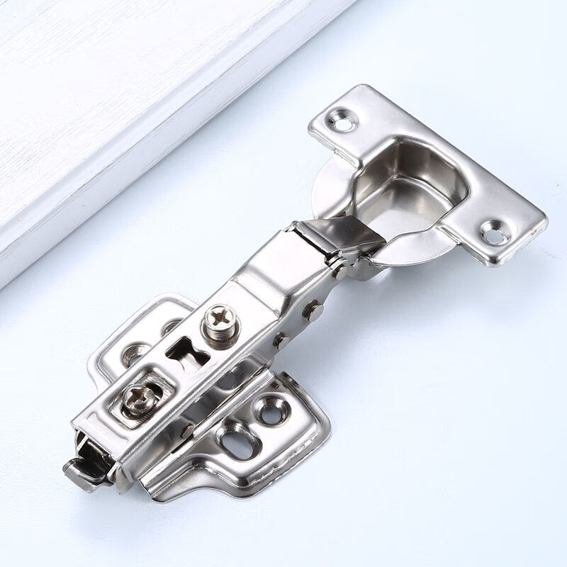 Honggong Stainless Steel Hydraulic Buffer Cabinet Door Hinges, Damping Aircraft Hinges, Half-Cover, Medium Bend, 2-Pack