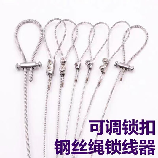 Iron Rope Lock, Steel Wire Rope Hanging Rope, Light Fixture Steel Wire Hanging Bracket, Adjustable Telescopic Cable Clip, Cable Locker, 5 models available, Large A size suitable for 2-3mm steel wire rope.