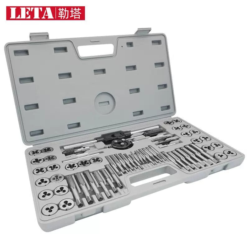 60-Piece Metric/Imperial Tap & Die Set Manual Wrench for Thread & Screw Repair (LT005) [1]