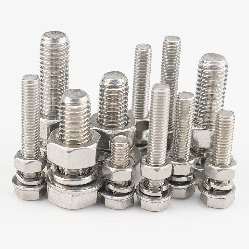 Haisdike [Beijing Warehouse Delivery] 304 Stainless Steel Hex Head Screws DIN933 Nuts and Washers, Full Thread Bolt 4-Piece Set M16*120 (3 Sets) HK-5179