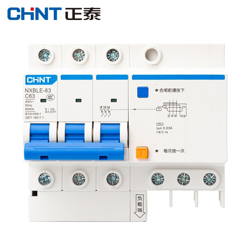 Chint NXBLE-63-3P-C50 30mA 6kA Miniature Leakage Protection Switch
