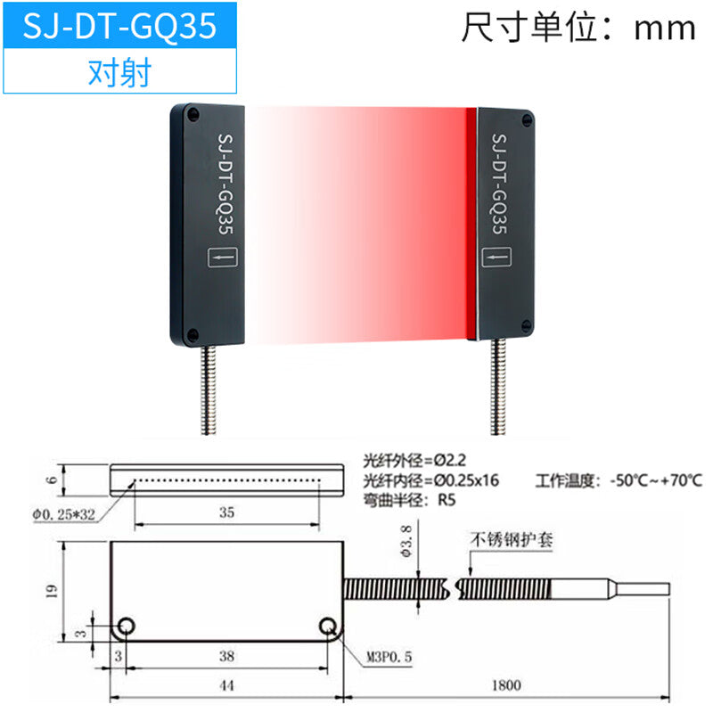 USAMR Rectangular Fiber Infrared Strip Photoelectric Diffusion Matrix Light Curtain Grating Square Area Detection Sensor