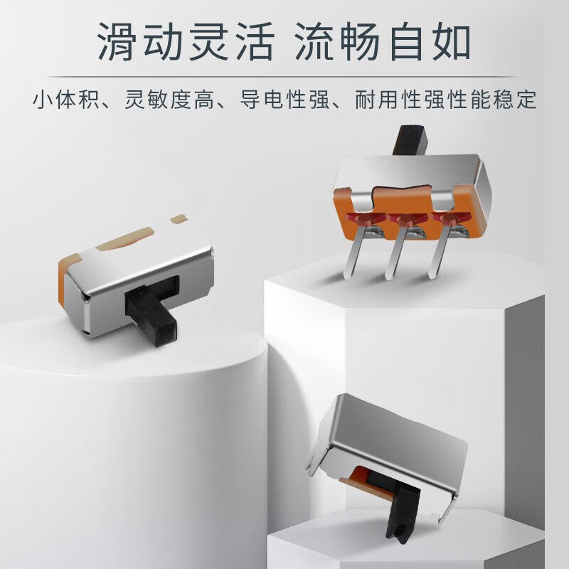 Huijun Toggle Switch, Single/Double Row Straight-In Horizontal Miniature Power Switch with Sliding Position SS-13D07 Toggle Switch - Single Row 4-Pin 3-Position - 10 Pieces