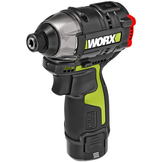 WORX 12V Brushless Impact Driver with Two Batteries and One Charger; WU132