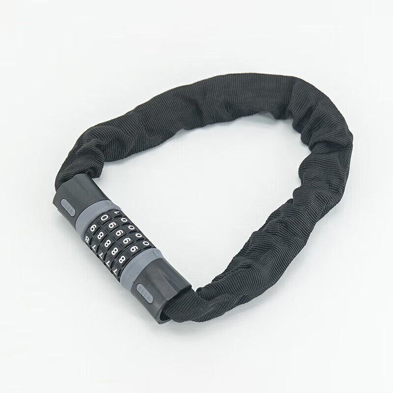 Bingyu 5-digit combination chain lock, anti-theft combination lock for bicycles and motorcycles, waterproof and shear-resistant iron chain lock, black and gray straight head, 1.2m, BH-679