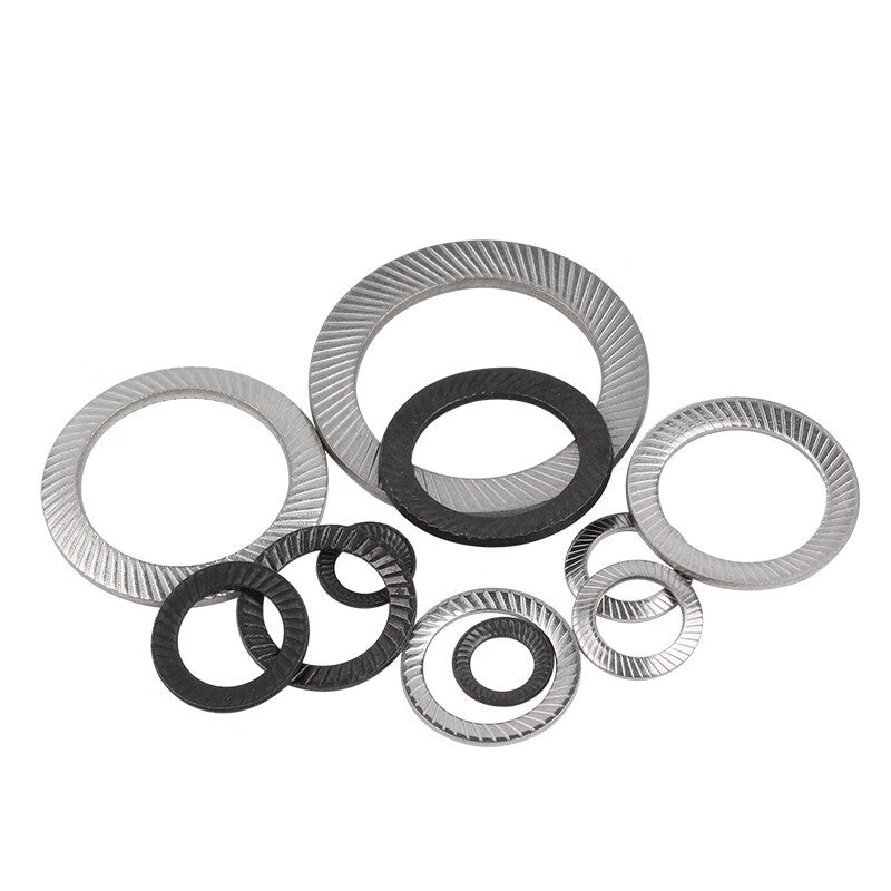 XUTE M10 (50 pieces) Blackened Locking Washers, Stainless Steel Anti-loosening Washers, Blackened Double-sided Toothed Self-locking Anti-slip and Anti-loosening Butterfly-shaped Anti-slip Mats