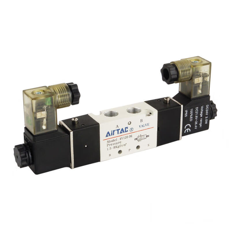 AirTAC internal pilot solenoid valve, 2-position 5-way, double solenoid, DIN socket type; 4V12006B