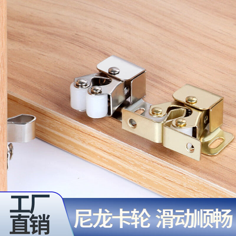 Deqi cabinet door catches, wardrobe and kitchen door clips, small magnetic cabinet door catches, flat bottom, silver (10 pieces)