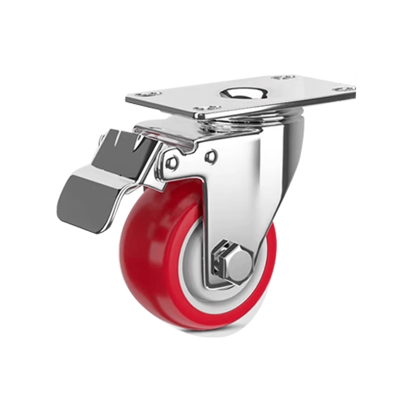 Tanzu handcarts, trolleys, small carts, trailers, cabinet doors, scaffolding, universal polyurethane red casters, 4-inch swivel wheels with brakes