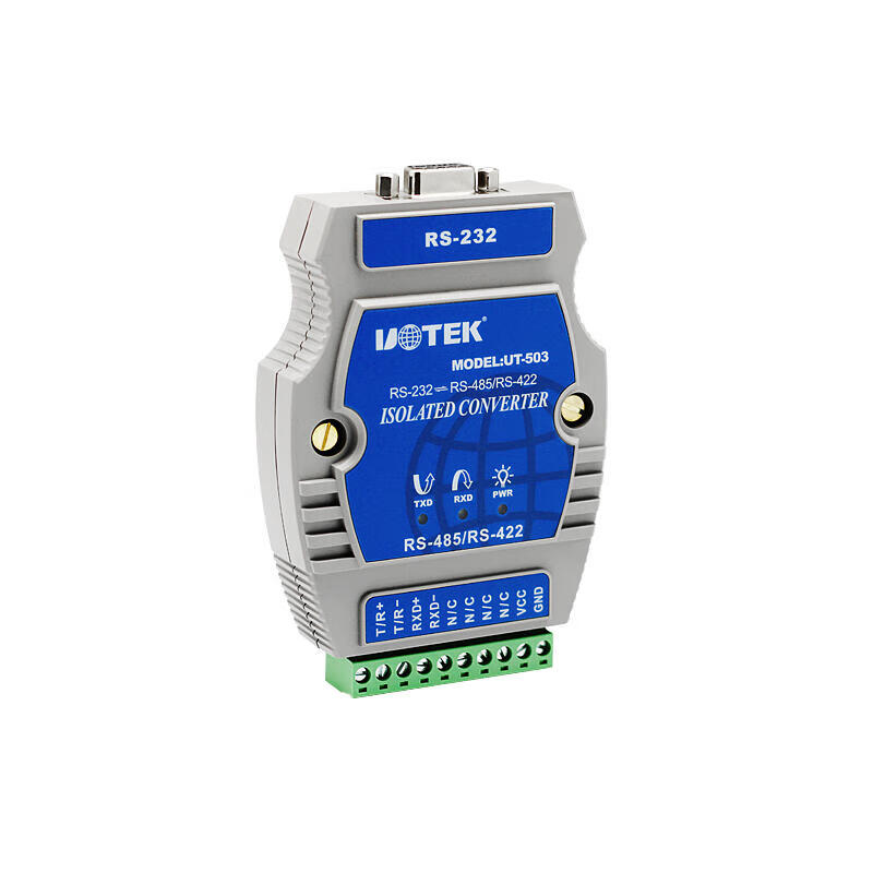 UOTEK Industrial-grade RS232 to 2-port RS485 converter with photoelectric isolation and lightning protection; UT-502
