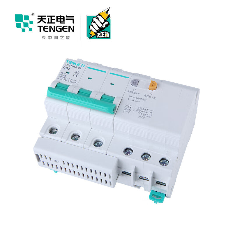 Tianzheng TGB1NLE-63 3P Miniature Leakage Circuit Breaker 63A