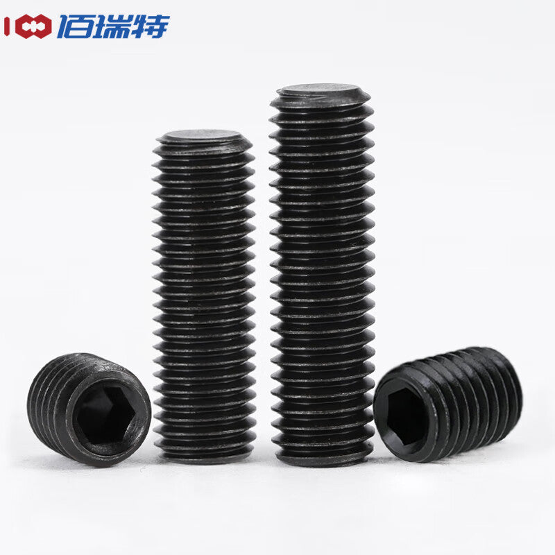 Bairuite 12.9 grade high strength flat end set hex socket head cap screw, headless machine bolt, set screw, M8*20 [20 pieces] black