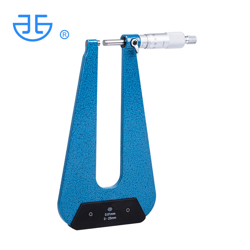 Northwest Qinghai U-shaped deep bow micrometer, plate thickness micrometer, flat head, single/double ball head, 203-03-000, measuring range 0-25mm, bow depth 100mm, type A double flat head.