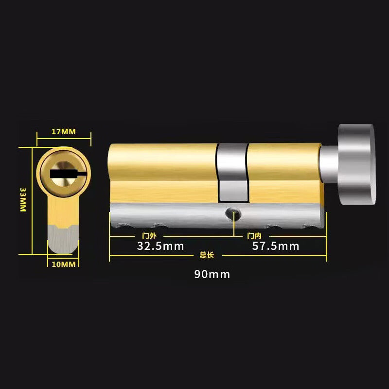 Deqi door lock handle, thermally broken aluminum lock, aluminum alloy door lock panel, 90 single-opening outward-opening lock cylinder (long side with screw head).