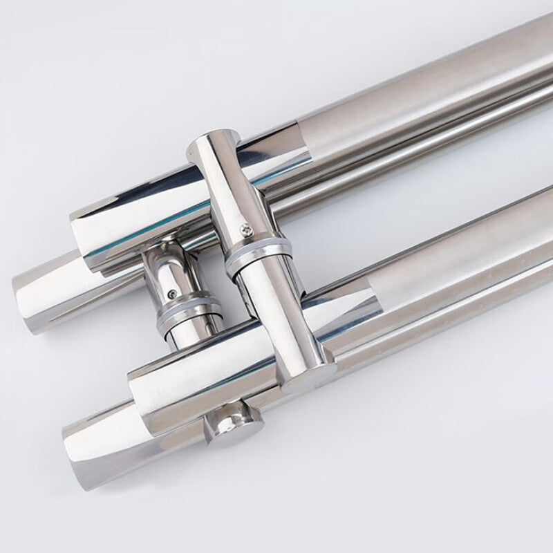 Deqi Flat Stainless Steel Handle, Thickened Large Handle with Drill Points, Adjustable Hole Spacing for Hotel Wooden Doors, 1200mm*900 Holes