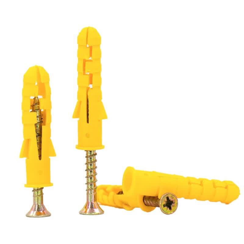 Bingyu Plastic Expansion Plugs, Expansion Bolts, Small Yellow Fish Anchors, Plastic Expansion Tubes, PE Expansion Screws 6*30mm (500 sets) BY-201