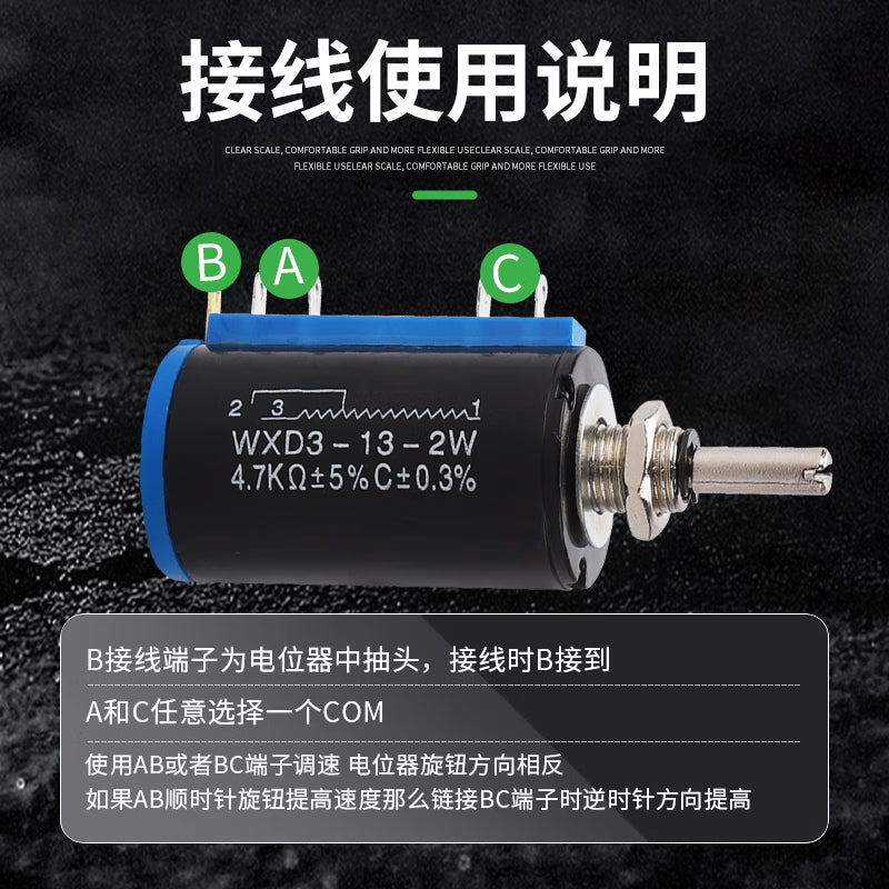 Norran Multi-turn Wire-wound Potentiometer WXD3-13-2W-10K Precision Multi-turn Wire-wound Potentiometer with Adjustable Sliding Rheostat (1 piece, plus one standard cap)