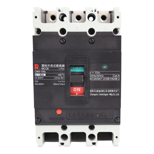 Changshu CM3-100L/3300 80A Circuit Breaker with 50kA Capacity