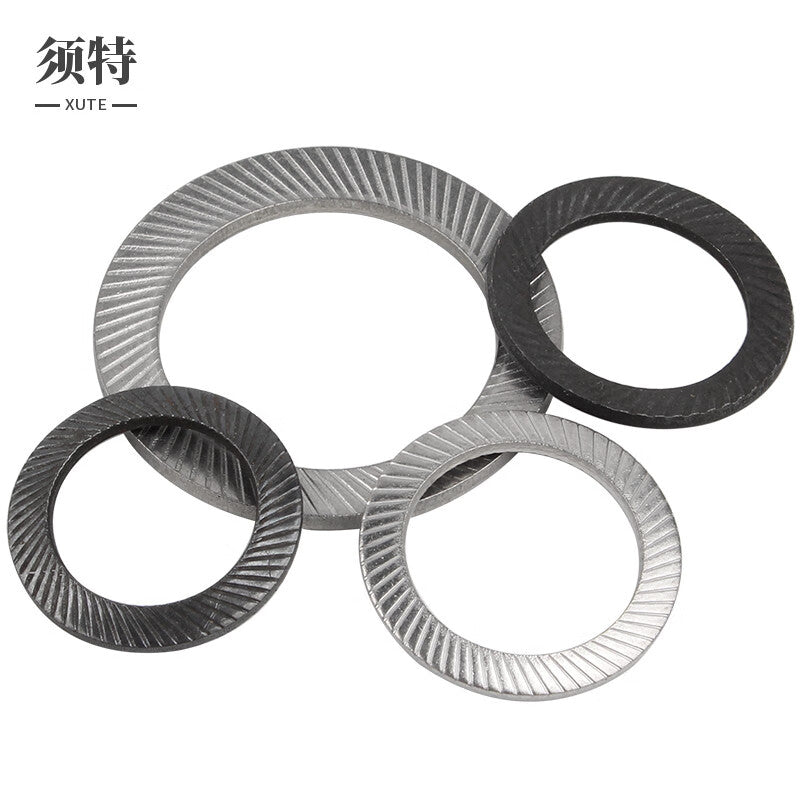 XUTE M10 (50 pieces) Blackened Locking Washers, Stainless Steel Anti-loosening Washers, Blackened Double-sided Toothed Self-locking Anti-slip and Anti-loosening Butterfly-shaped Anti-slip Mats
