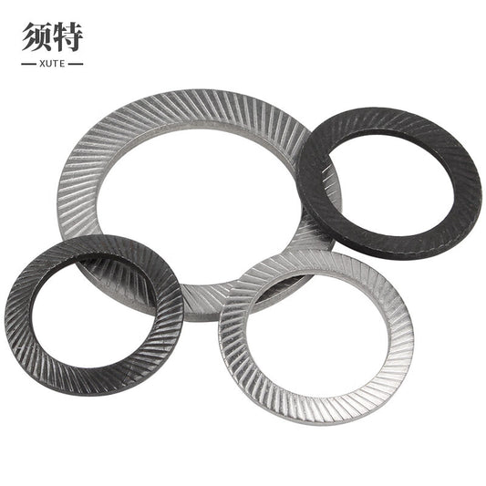 XUTE M10 (50 pieces) Blackened Locking Washers, Stainless Steel Anti-loosening Washers, Blackened Double-sided Toothed Self-locking Anti-slip and Anti-loosening Butterfly-shaped Anti-slip Mats