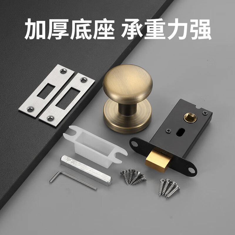 Deqi Zinc Alloy Concealed Door Lock, Bedroom Door Silent Round Lock, Single-Sided Concealed Hand-Turned Lock, Antique Bronze