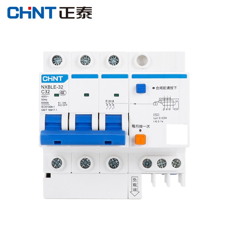 Chint NXBLE-32 3P C32 30mA 6kA Circuit Breaker with Leakage Protection