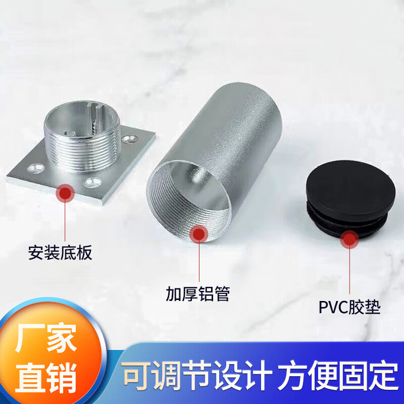 Deqi Aluminum Alloy Cabinet Leg Support, Round Adjustable Metal Furniture Table Leg, Sand Silver, 30cm