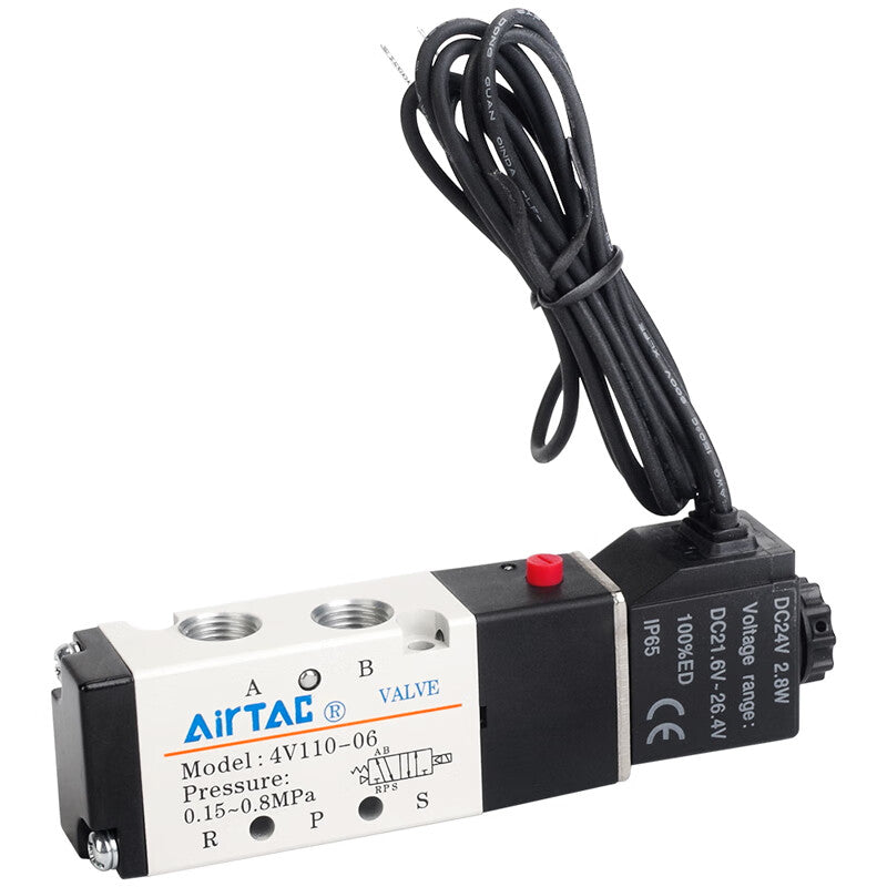 AirTAC internal pilot solenoid valve, 2-position 5-way, single solenoid, direct outlet; 4V11006BI