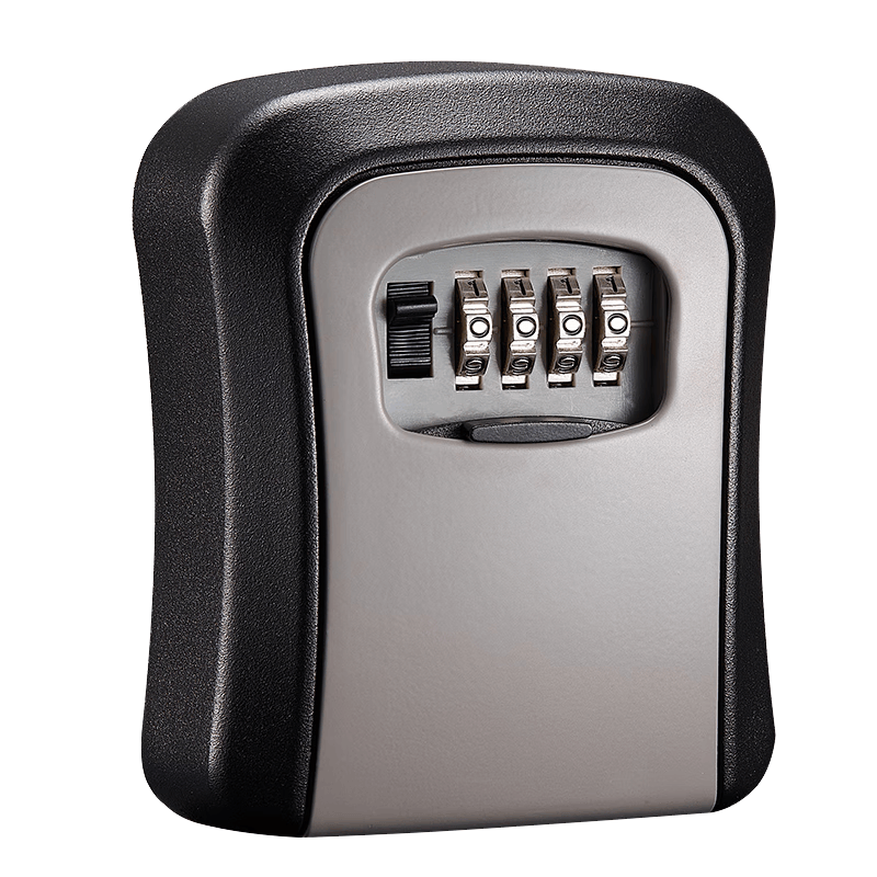 Basic key box with peephole design, suitable for home renovations, construction site security doors, and temporary key storage. Gray.