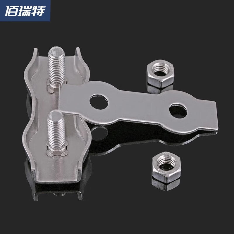 Bairuit 304 Stainless Steel Wire Rope Single Clip Double Clip Locking Buckle Brake Cable Clip GB5976 M5 [2 pieces] 304 Double Clip