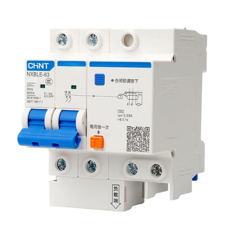 Chint residual current operated circuit breaker; NXBLE-63 2P C6 30mA 6kA