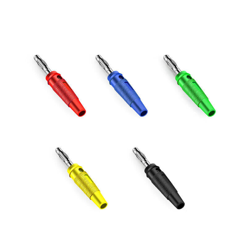 Huijun 4mm banana plug brass nickel-plated lantern head plug connector with screw connection, solderless, high current, black, 10 pieces.