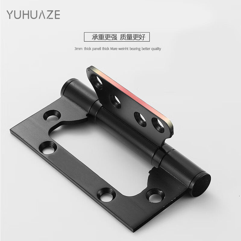 Yuhuaze Mate-and-Child Hinges for Wooden Doors and Rooms, Stainless Steel Letter Hinges, No Grooving Required (1 Piece), Black, Screws Included