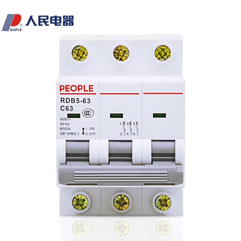 People's Electrical Air Switch Small Circuit Breaker RDB5 Small Air Switch Main Circuit Breaker 3P RDB5-63 C1 3P