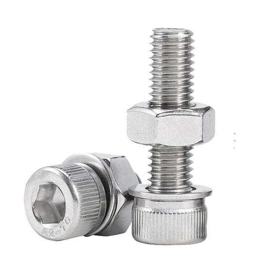 Kaihe Screws, 304 Stainless Steel Socket Head Screws, M12*100mm Set (3 sets per pack)