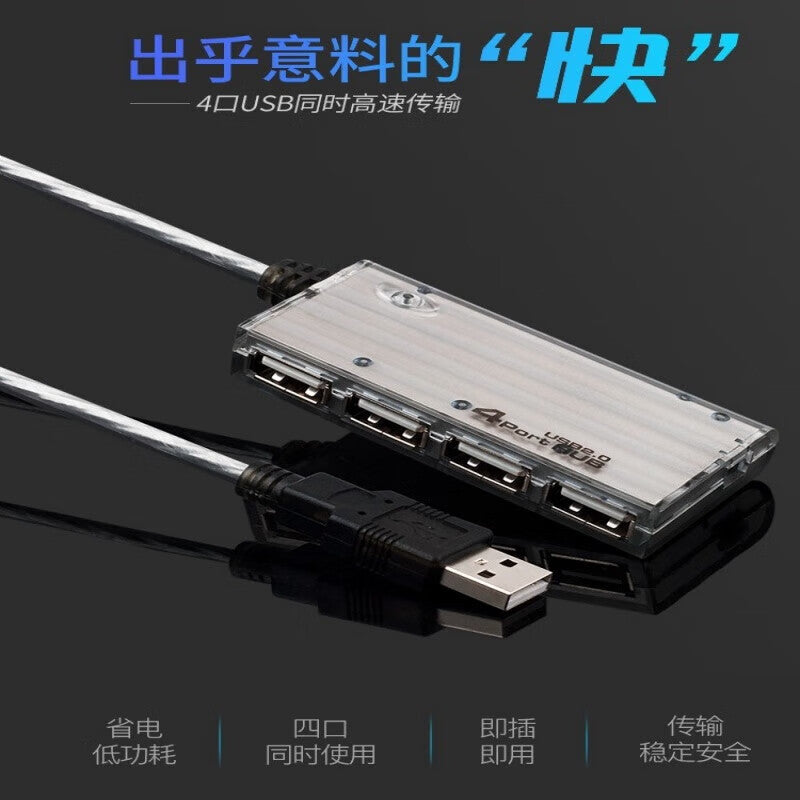 Gangwo (ZE695 (1.5m)) USB Splitter Hub for Laptops, 1 to 4 Ports, Passive, Supports External Hard Drives, Cameras, and Cash Registers. Unit: Piece