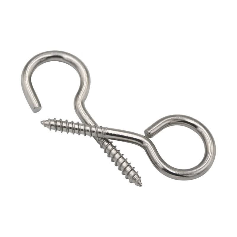 Jingu Lao KC-18 304 Stainless Steel Eye Bolt Self-Tapping Screws, Eyelet Hooks, Hand-Tightening Screws, M3 (20 pieces)