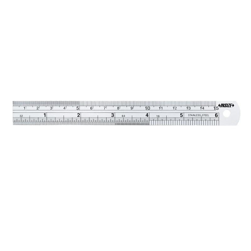 INSIZE steel ruler, metric and imperial scale, stainless steel, wear-resistant and durable, laser-engraved, 7110-300C, measuring range 300mm.