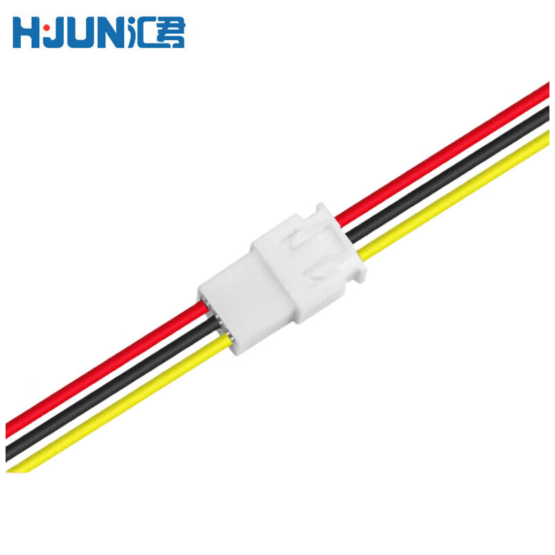 Huijun XH2.54 Single-Head Electronic Wire Tinned Color Printed Cable Connector, Male/Female, 3P Male + Female Connector - 10 Sets, 20cm