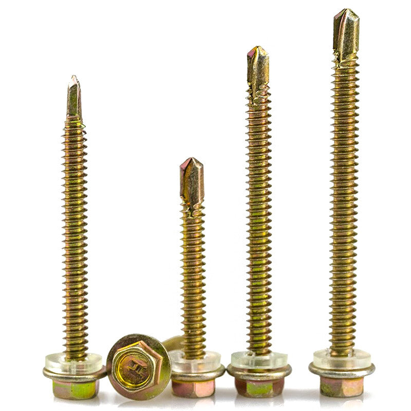 Hester JG-07 Color Zinc-Concentrated Hex Self-Tapping Screws GB15856.4 12# 4.8*70 (100 pieces) Half Thread
