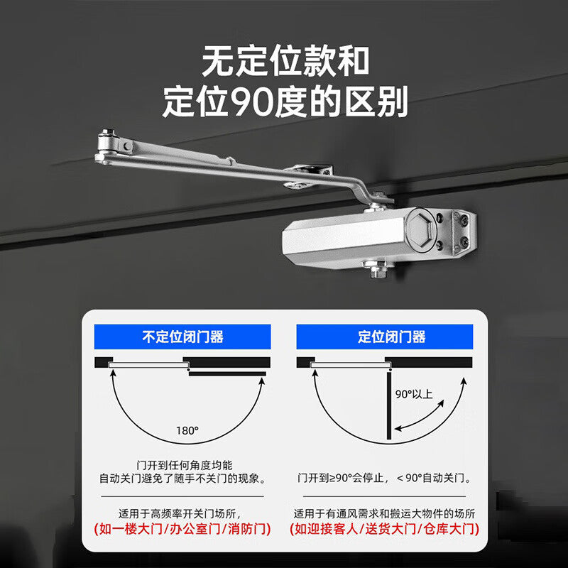 Tianli door closer, hydraulic buffer automatic door closer, fire door, fire-resistant door, wooden door closer with positioning function.