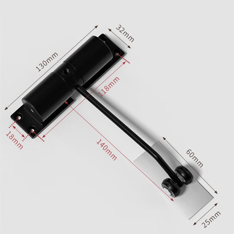 Automatic door closer, for wooden doors and sliding doors, household use, soft-close mechanism, black [20-60kg]