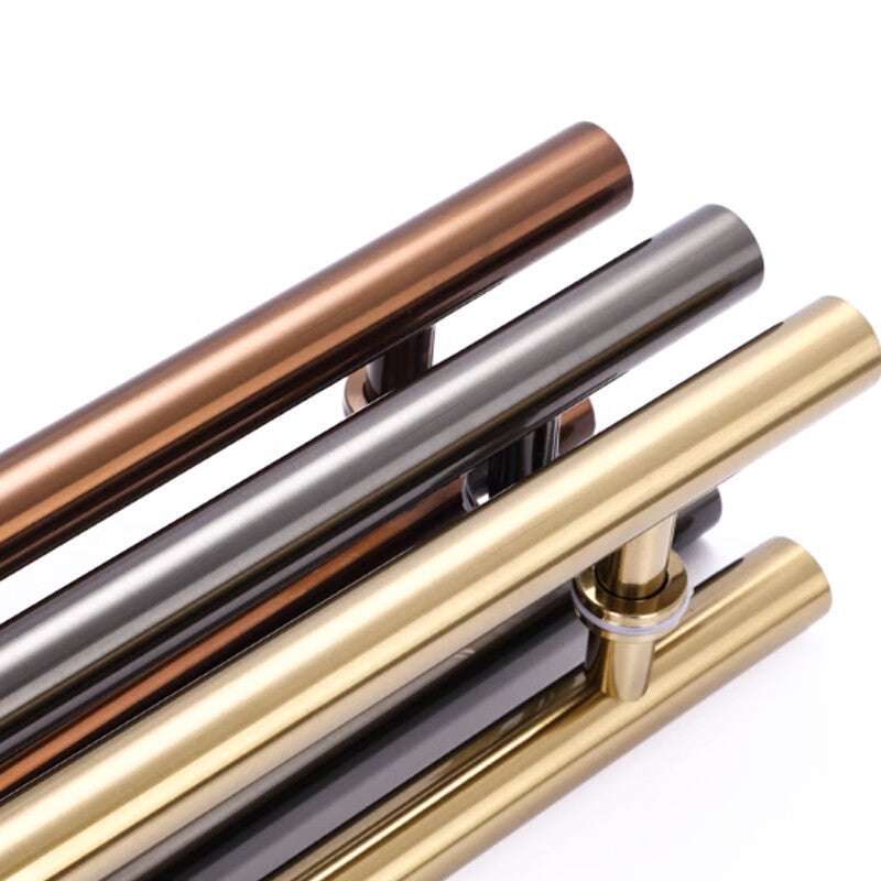 Deqi glass door handle, stainless steel door handle, round tube, thickened brushed frameless handle, 600mm long * 400mm hole spacing