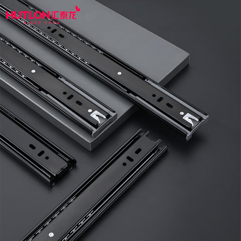 Huitailong Drawer Slides, Three-Section Wardrobe Slides, Heavy Duty Slides, DZ-328H Damping Slides, 14 inch (35cm), 1 Set