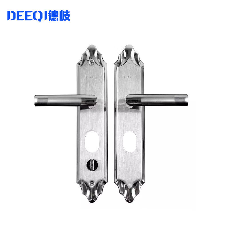 Deqi Stainless Steel Double-Action Door Handle, Security Door Handle, Old-Style Lock Handle, Multi-functional Universal Handle for Entrance (One Pair)
