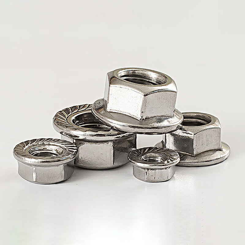 Jing Shi 304 Stainless Steel Hex Flange Nut, Hex Anti-slip with Washer, Anti-loosening Nut, M6 (10 pieces per pack)