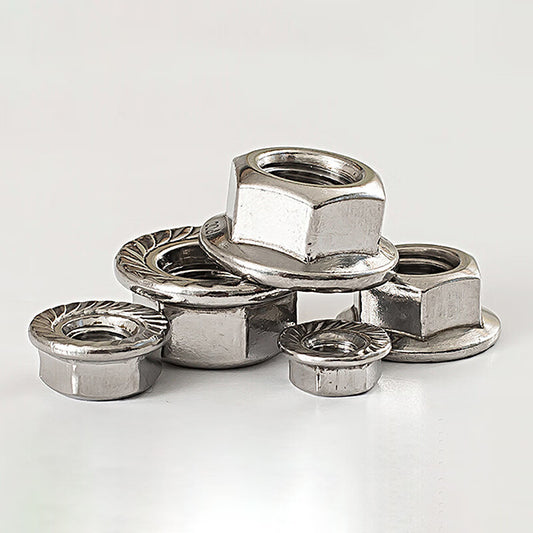 Jing Shi 304 Stainless Steel Hex Flange Nut, Hex Anti-slip with Washer, Anti-loosening Nut, M6 (10 pieces per pack)
