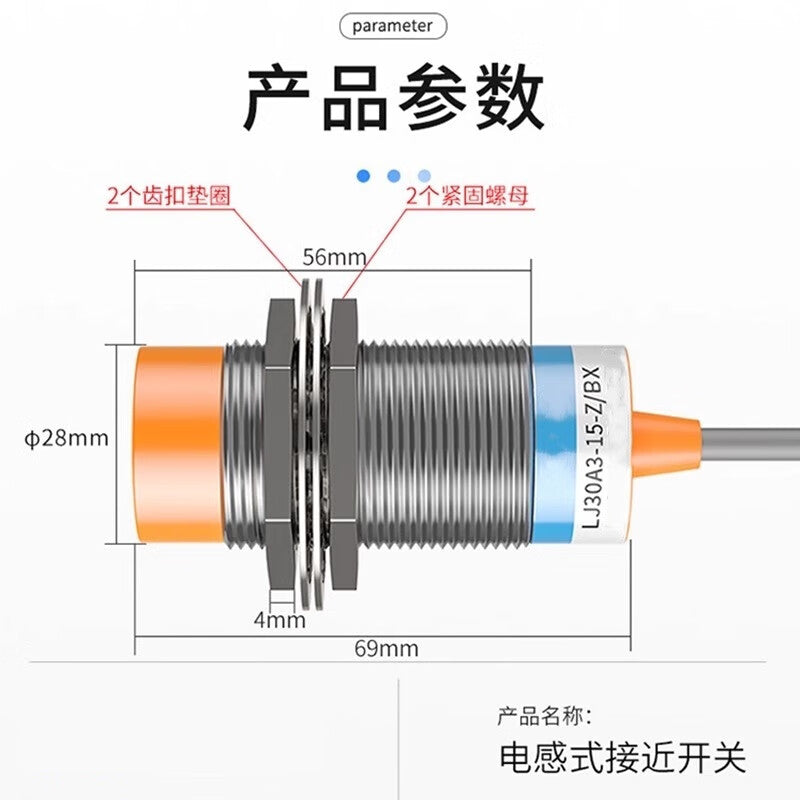 Xinkaichen LJ30A3-15-Z/BX DC Three-Wire NPN Normally Open M30 6-36V Metal Sensor LJ30A3-15-Z/CY Four-Wire PNP Normally Open and Normally Closed