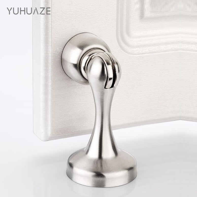 Yuhuaze Stainless Steel Door Stopper, Drillable Floor Stopper, Silicone Anti-collision Device, Door Stopper, Door Blocker, Bathroom Door Top Door Stopper